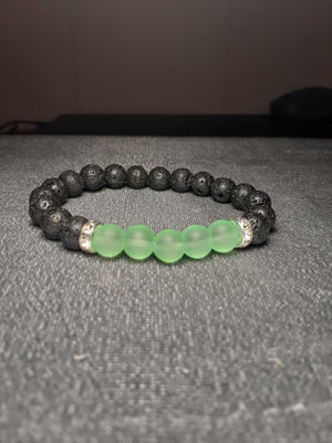 Lava stone & seaglass colorblock single bracelet