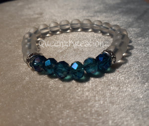 Color block Crystal's & Seaglass single bracelet